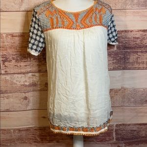 Embroidered top and sleeves blouse